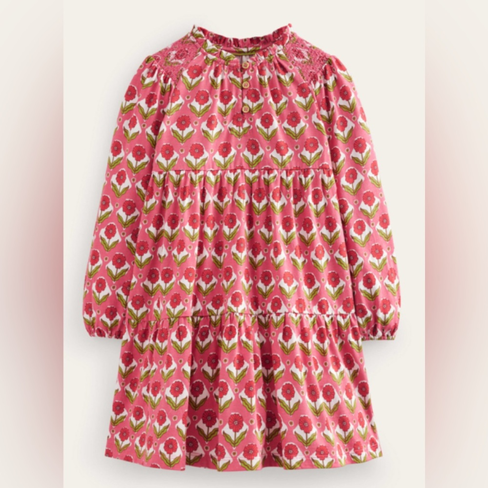 Mini Boden Kids' Tiered Jersey Dress
Rose Red Floral Girls